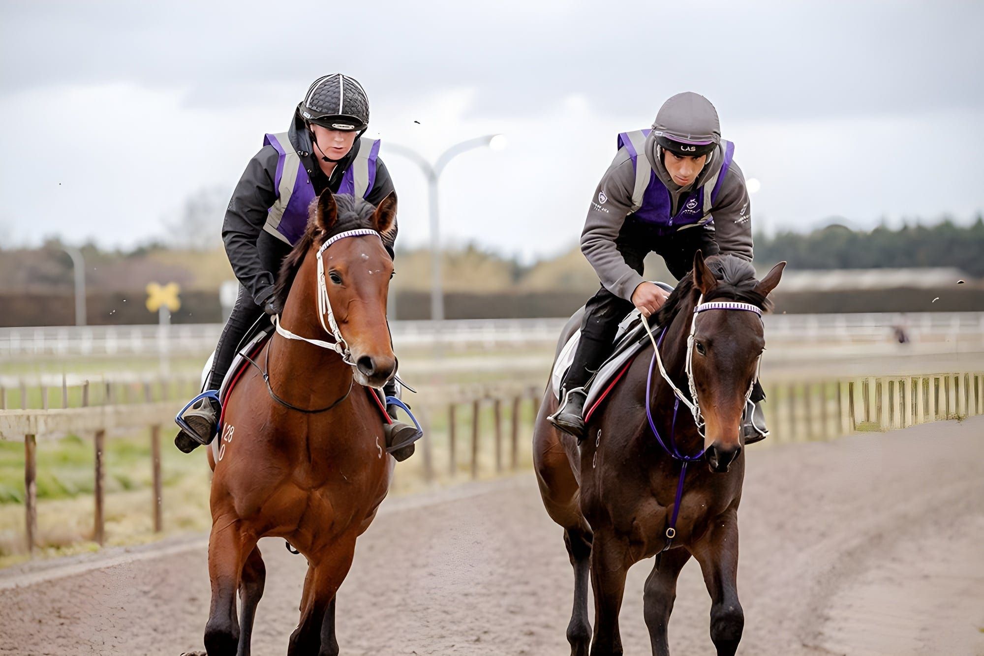 Two riders in trackwork